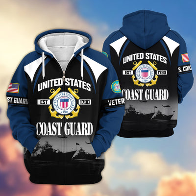 Premium US Veterans Zip Hoodie, Gifts For US Veterans, Gifts On Father's Day, Veterans Day.