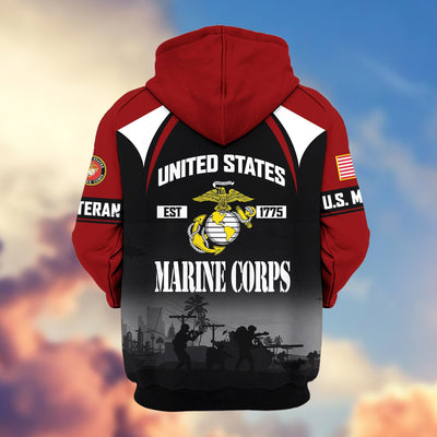 Premium US Veterans Zip Hoodie, Gifts For US Veterans, Gifts On Father's Day, Veterans Day.