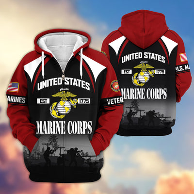 Premium US Veterans Zip Hoodie, Gifts For US Veterans, Gifts On Father's Day, Veterans Day.