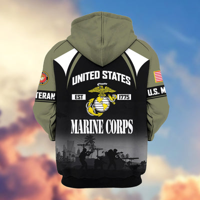 Premium US Veterans Zip Hoodie, Gifts For US Veterans, Gifts On Father's Day, Veterans Day.