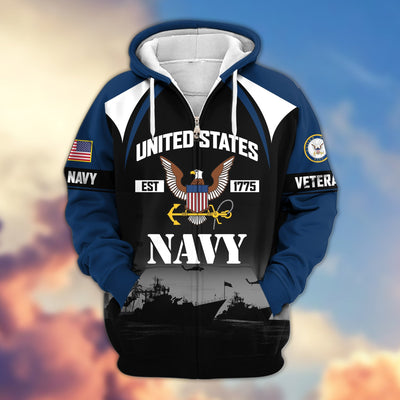 Premium US Veterans Zip Hoodie, Gifts For US Veterans, Gifts On Father's Day, Veterans Day.