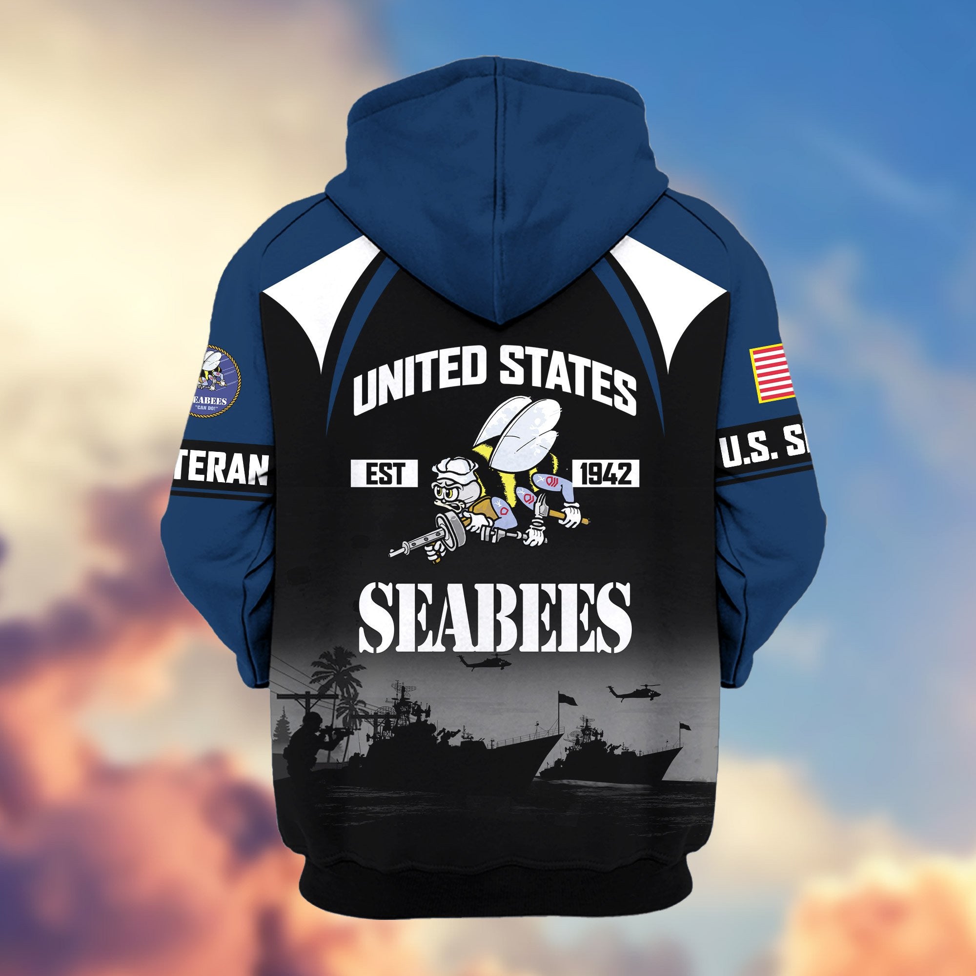 Premium US Veterans Zip Hoodie, Gifts For US Veterans, Gifts On Father's Day, Veterans Day.