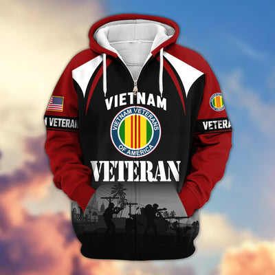 Premium US Veterans Zip Hoodie, Gifts For US Veterans, Gifts On Father's Day, Veterans Day.