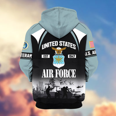Premium US Veterans Zip Hoodie, Gifts For US Veterans, Gifts On Father's Day, Veterans Day.