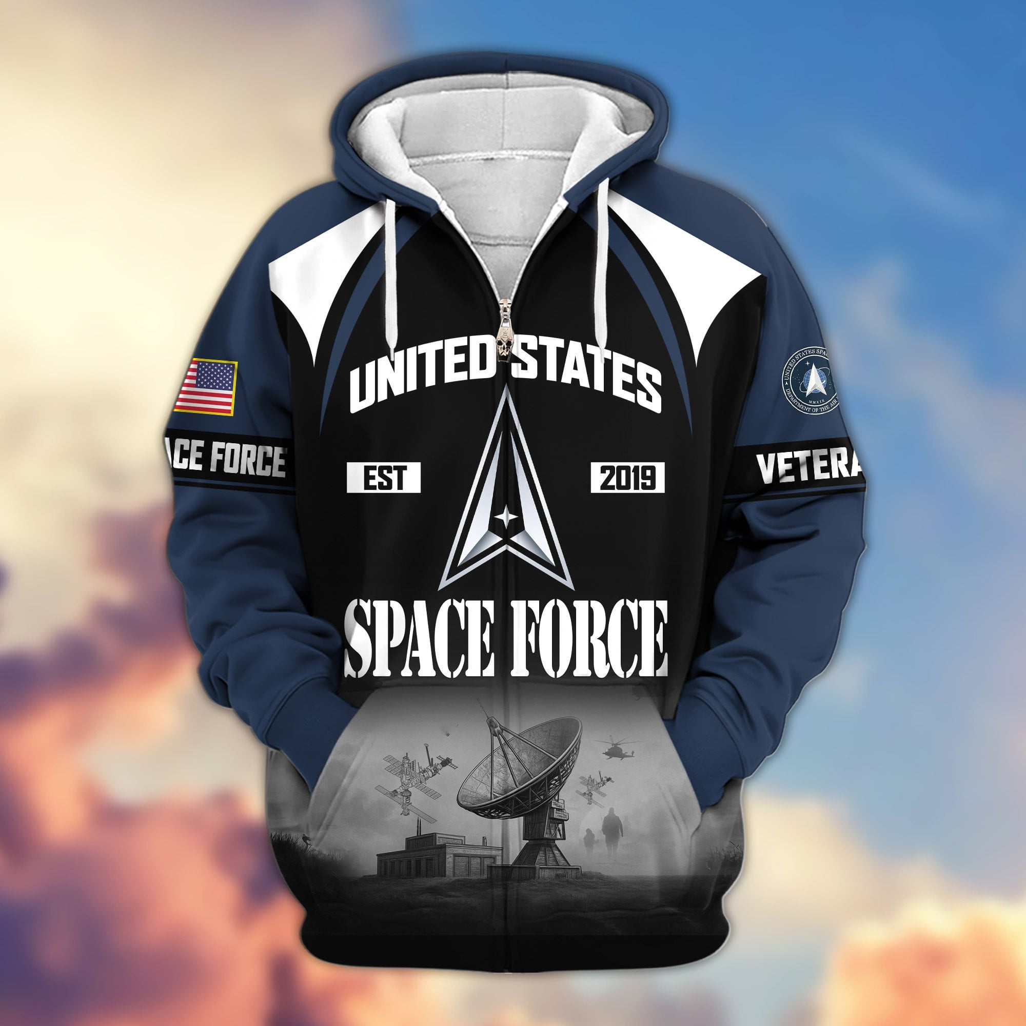 Premium US Veterans Zip Hoodie, Gifts For US Veterans, Gifts On Father's Day, Veterans Day.