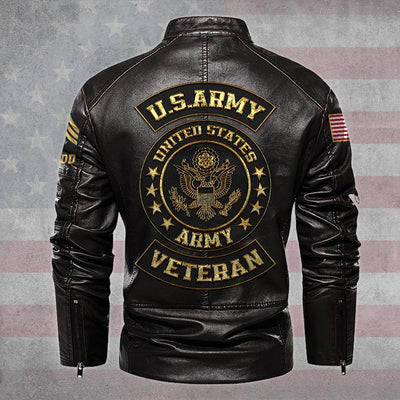 Premium Personalized US Army Veteran Leather Jacket, Gifts For Army Veteran, Gifts On Father's Day, Veterans Day.