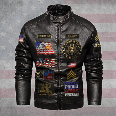 Premium Personalized US Army Veteran Leather Jacket, Gifts For Army Veteran, Gifts On Father's Day, Veterans Day.