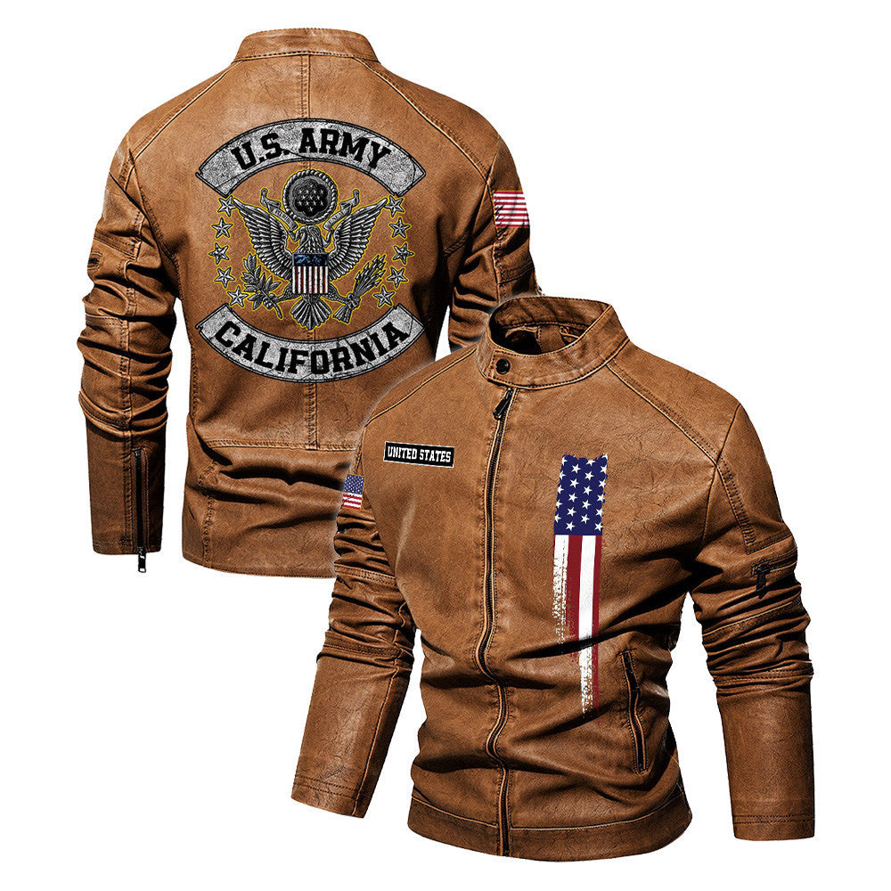 Premium Custom US Army Veteran Leather Jacket, Gifts For Army Veteran, Gifts On Father's Day, Veterans Day.