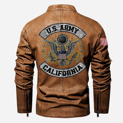 Premium Custom US Army Veteran Leather Jacket, Gifts For Army Veteran, Gifts On Father's Day, Veterans Day.