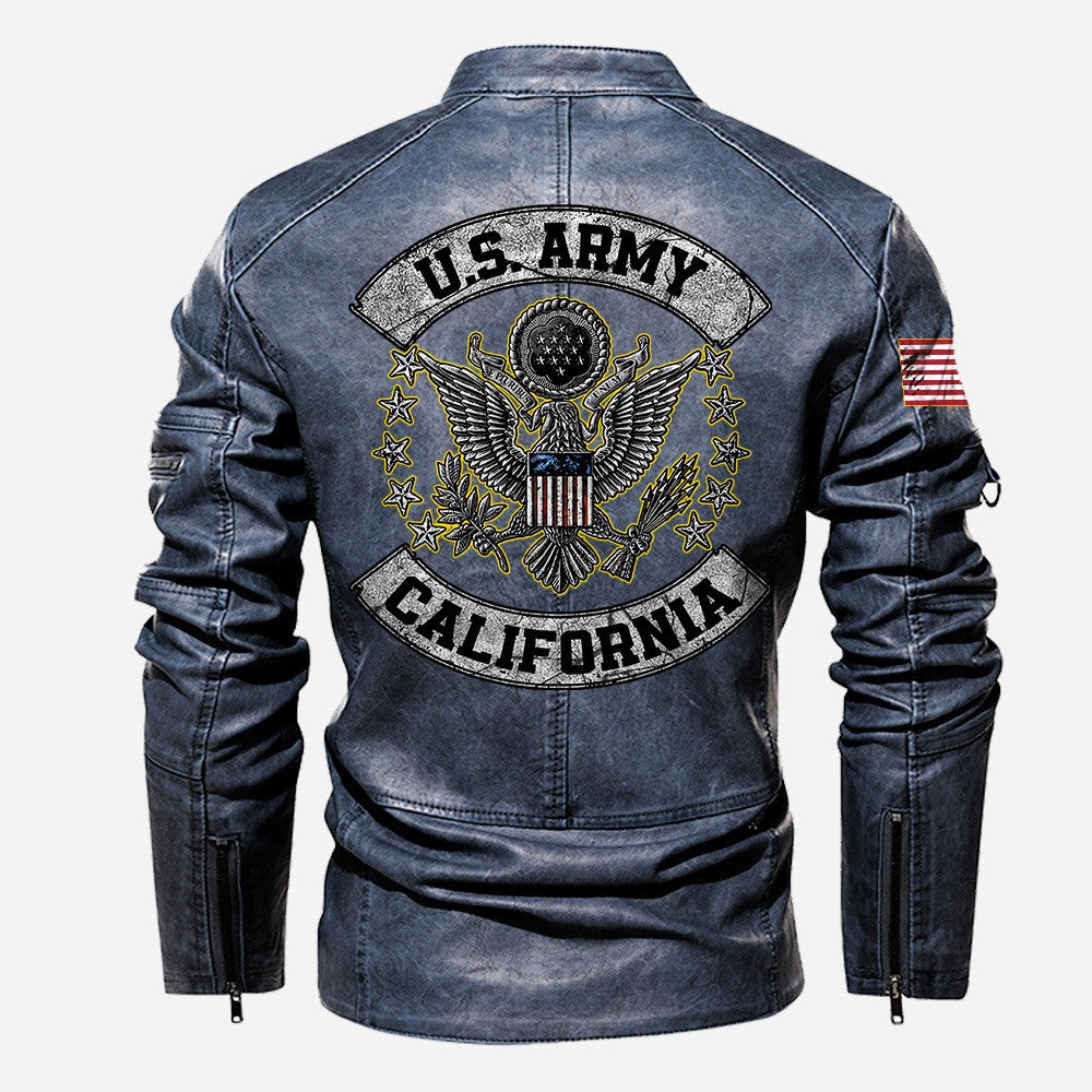 Premium Custom US Army Veteran Leather Jacket, Gifts For Army Veteran, Gifts On Father's Day, Veterans Day.