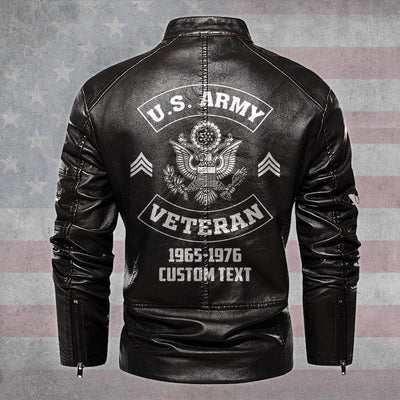 Premium Custom US Army Veteran Leather Jacket, Gifts For Army Veteran, Gifts On Father's Day, Veterans Day.