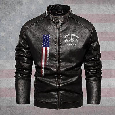 Premium Custom US Army Veteran Leather Jacket, Gifts For Army Veteran, Gifts On Father's Day, Veterans Day.