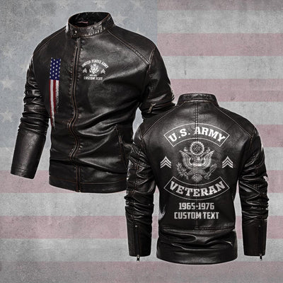 Premium Custom US Army Veteran Leather Jacket, Gifts For Army Veteran, Gifts On Father's Day, Veterans Day.