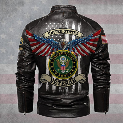 Premium Custom US Army Veteran Leather Jacket, Gifts For Army Veteran, Gifts On Father's Day, Veterans Day.
