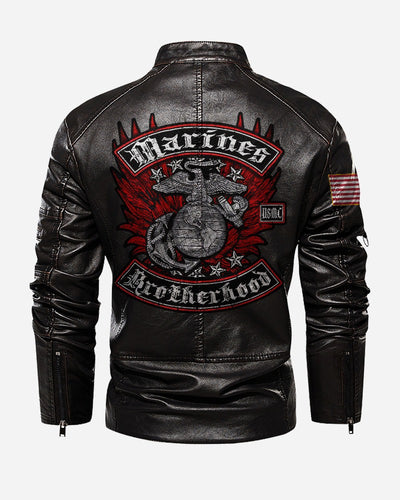 Premium Custom USMC Veteran Leather Jacket, Gifts For Marine Veteran, Gifts On Father's Day, Veterans Day.