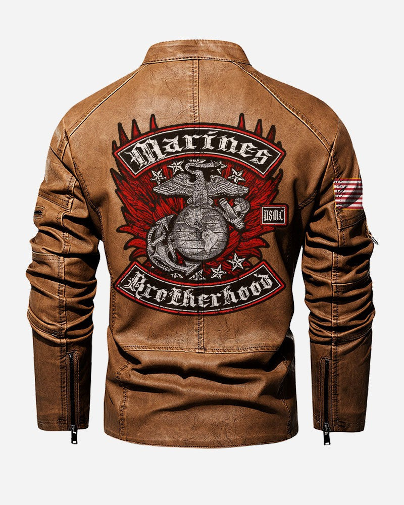 Premium Custom USMC Veteran Leather Jacket, Gifts For Marine Veteran, Gifts On Father's Day, Veterans Day.