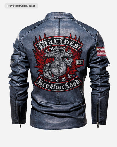 Premium Custom USMC Veteran Leather Jacket, Gifts For Marine Veteran, Gifts On Father's Day, Veterans Day.