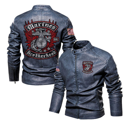 Premium Custom USMC Veteran Leather Jacket, Gifts For Marine Veteran, Gifts On Father's Day, Veterans Day.