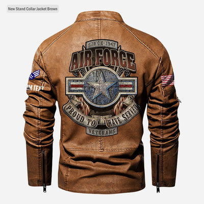 Premium Custom USAF Veteran Leather Jacket, Gifts For Air Force Veteran, Gifts On Father's Day, Veterans Day.