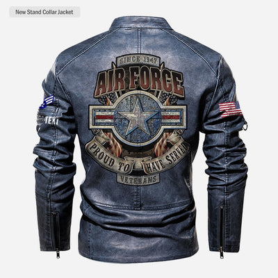 Premium Custom USAF Veteran Leather Jacket, Gifts For Air Force Veteran, Gifts On Father's Day, Veterans Day.