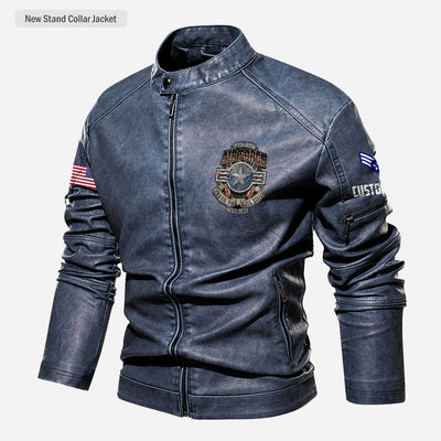 Premium Custom USAF Veteran Leather Jacket, Gifts For Air Force Veteran, Gifts On Father's Day, Veterans Day.