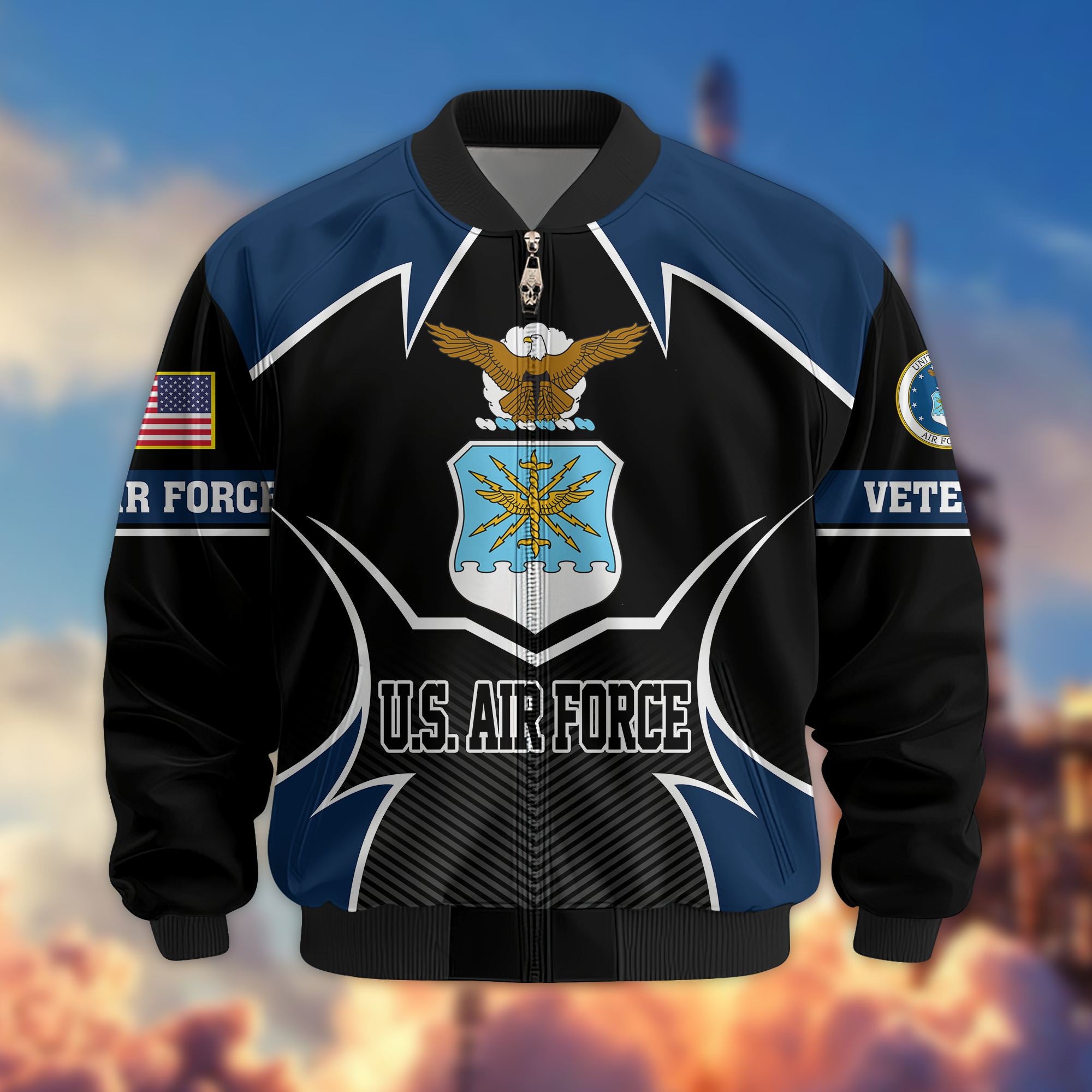 Premium US Veterans Bomber Jacket, Gifts For US Veterans, Gifts On Father's Day, Veterans Day.