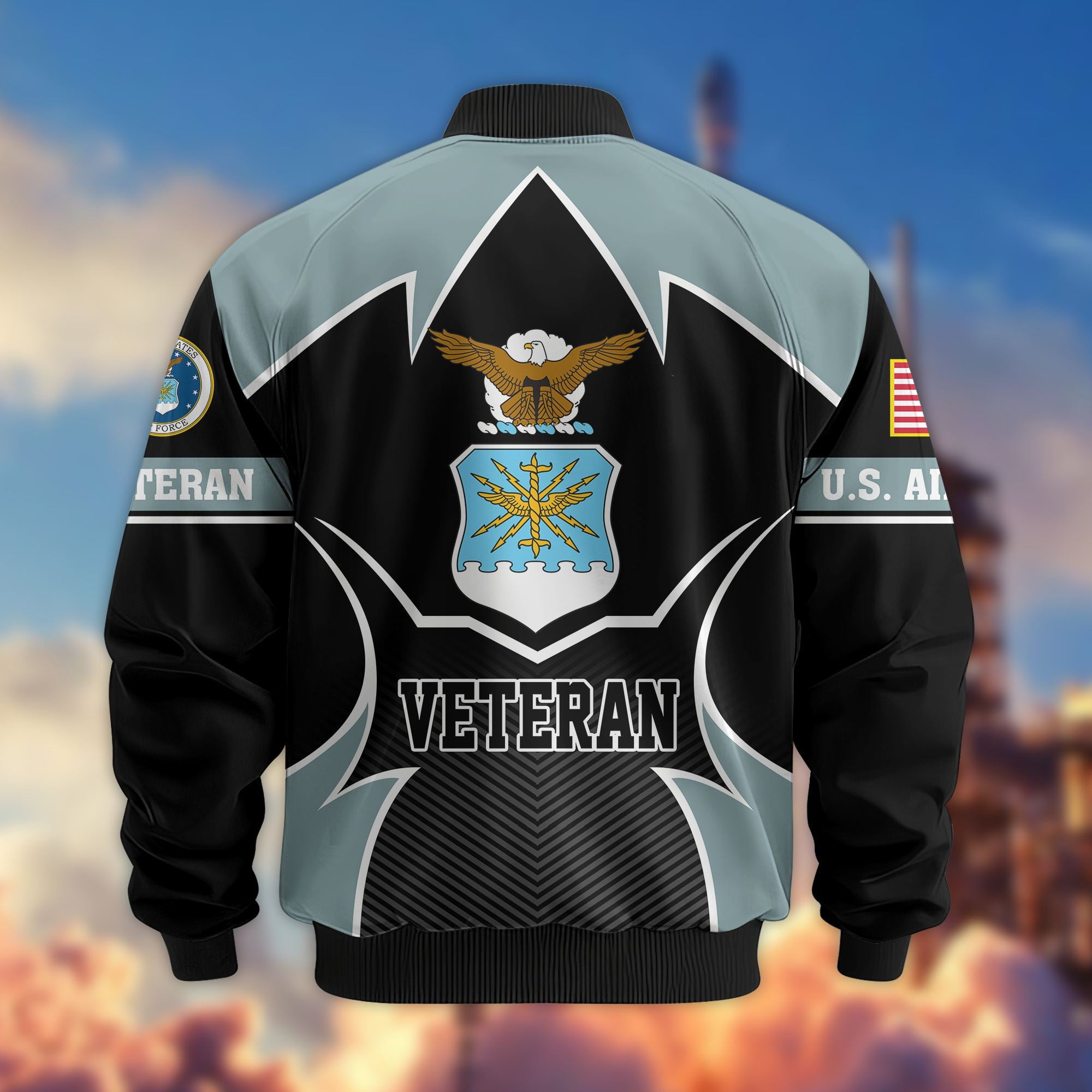 Premium US Veterans Bomber Jacket, Gifts For US Veterans, Gifts On Father's Day, Veterans Day.