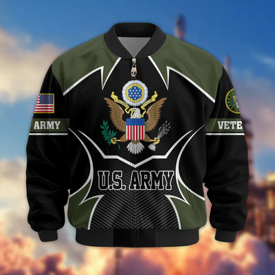 Premium US Veterans Bomber Jacket, Gifts For US Veterans, Gifts On Father's Day, Veterans Day.