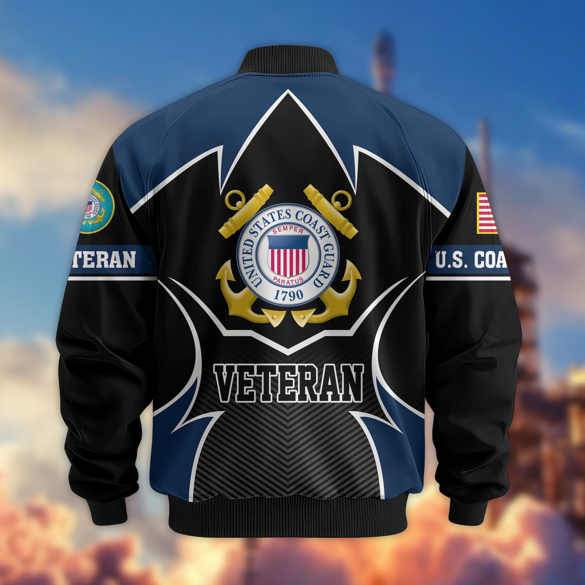 Premium US Veterans Bomber Jacket, Gifts For US Veterans, Gifts On Father's Day, Veterans Day.