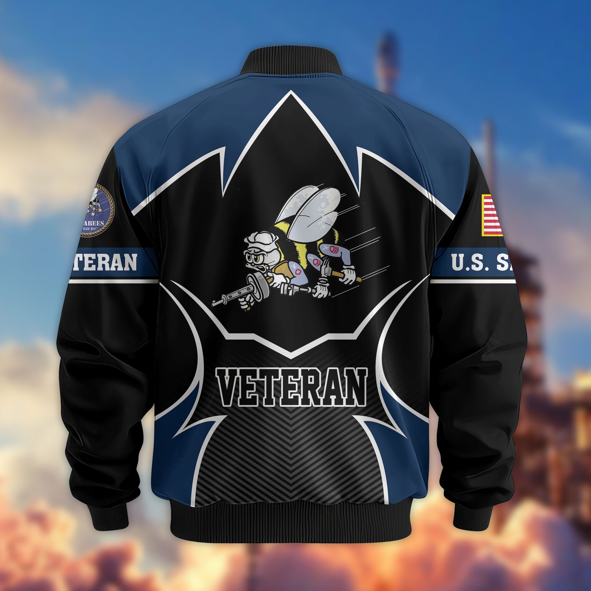 Premium US Veterans Bomber Jacket, Gifts For US Veterans, Gifts On Father's Day, Veterans Day.