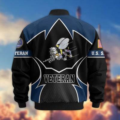 Premium US Veterans Bomber Jacket, Gifts For US Veterans, Gifts On Father's Day, Veterans Day.