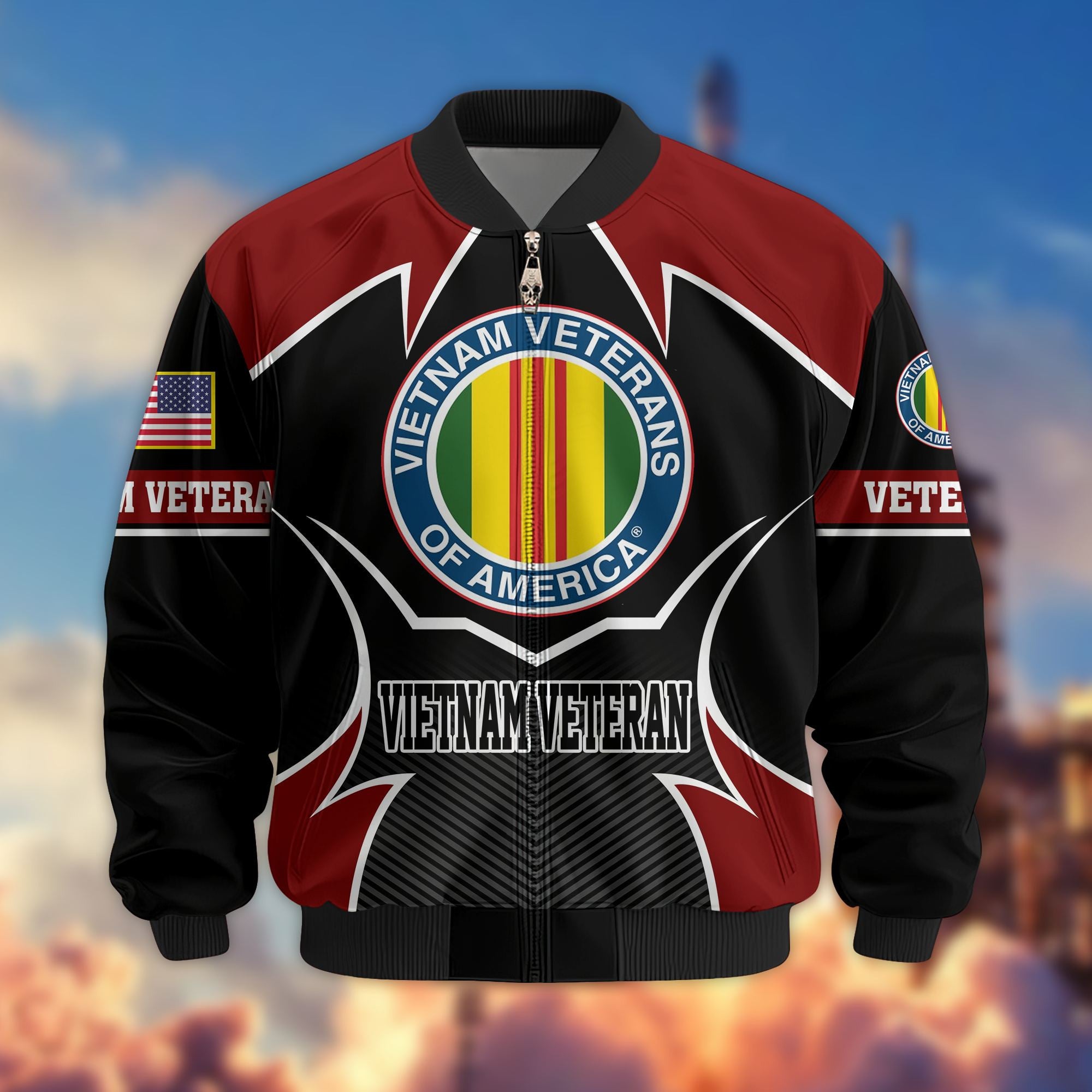 Premium US Veterans Bomber Jacket, Gifts For US Veterans, Gifts On Father's Day, Veterans Day.