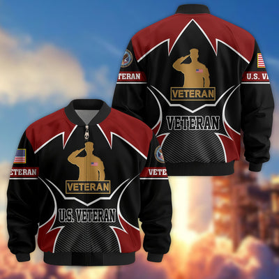 Premium US Veterans Bomber Jacket, Gifts For US Veterans, Gifts On Father's Day, Veterans Day.