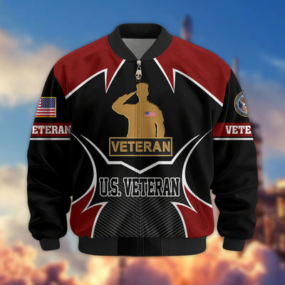 Premium US Veterans Bomber Jacket, Gifts For US Veterans, Gifts On Father's Day, Veterans Day.
