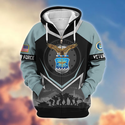 Premium US Veterans Zip Hoodie, Gifts For US Veterans, Gifts On Father's Day, Veterans Day.