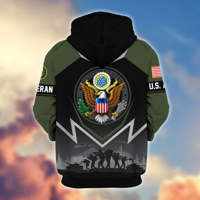 Premium US Veterans Zip Hoodie, Gifts For US Veterans, Gifts On Father's Day, Veterans Day.
