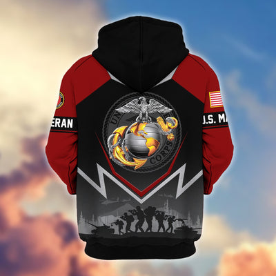 Premium US Veterans Zip Hoodie, Gifts For US Veterans, Gifts On Father's Day, Veterans Day.