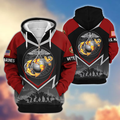 Premium US Veterans Zip Hoodie, Gifts For US Veterans, Gifts On Father's Day, Veterans Day.