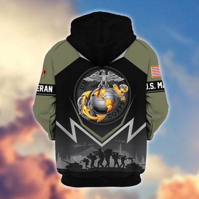 Premium US Veterans Zip Hoodie, Gifts For US Veterans, Gifts On Father's Day, Veterans Day.