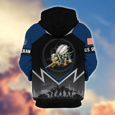 Premium US Veterans Zip Hoodie, Gifts For US Veterans, Gifts On Father's Day, Veterans Day.