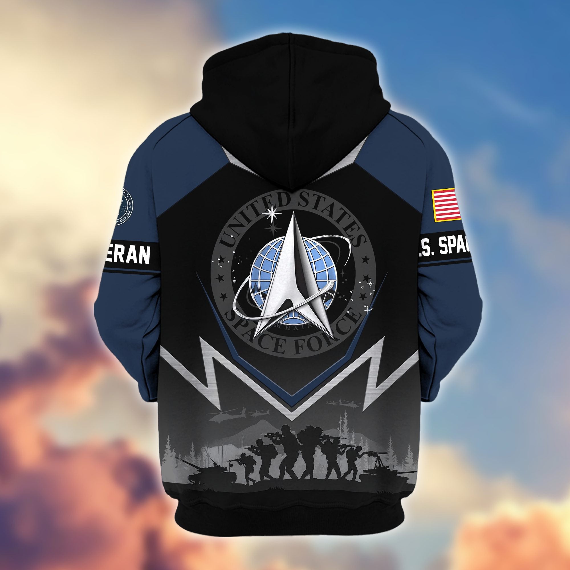 Premium US Veterans Zip Hoodie, Gifts For US Veterans, Gifts On Father's Day, Veterans Day.