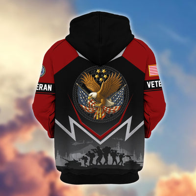 Premium US Veterans Zip Hoodie, Gifts For US Veterans, Gifts On Father's Day, Veterans Day.