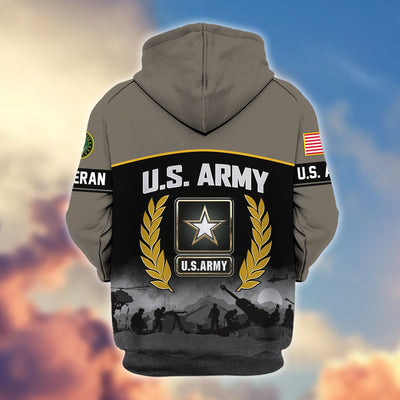 Premium US Veterans Zip Hoodie, Gifts For US Veterans, Gifts On Father's Day, Veterans Day.
