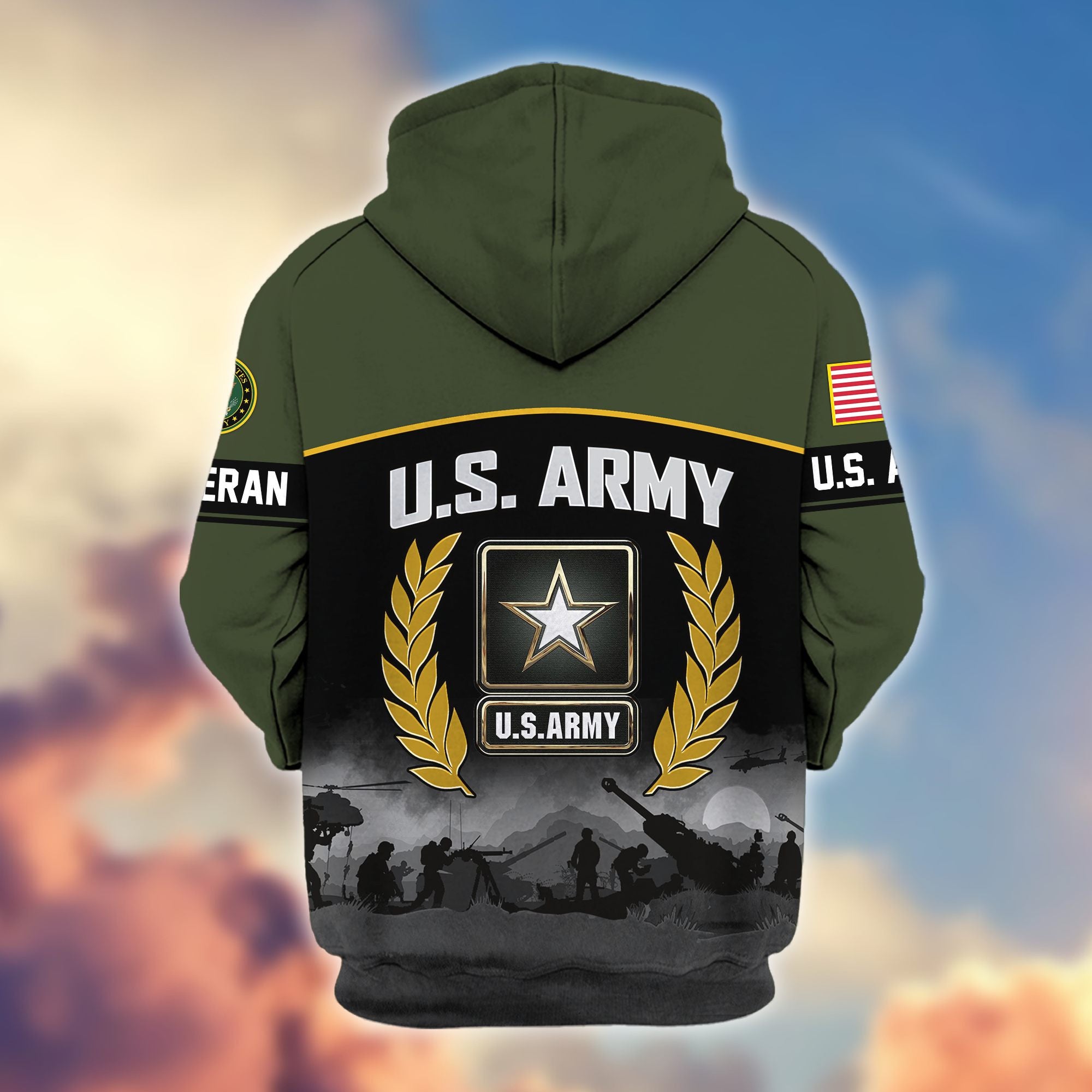 Premium US Veterans Zip Hoodie, Gifts For US Veterans, Gifts On Father's Day, Veterans Day.