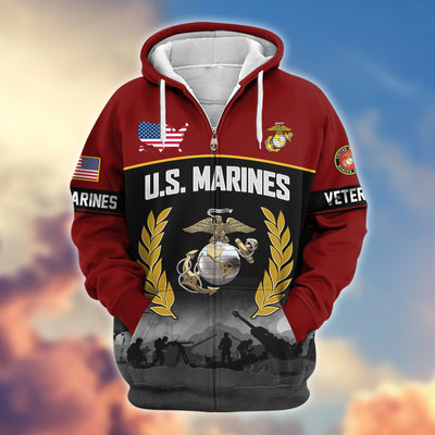 Premium US Veterans Zip Hoodie, Gifts For US Veterans, Gifts On Father's Day, Veterans Day.