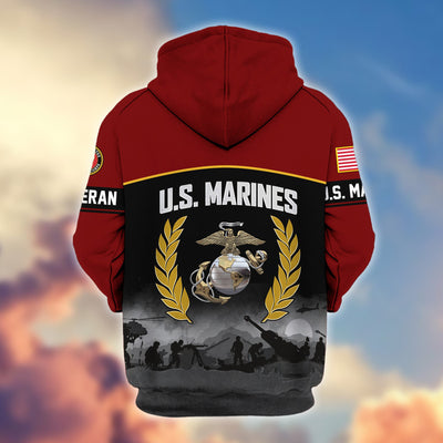 Premium US Veterans Zip Hoodie, Gifts For US Veterans, Gifts On Father's Day, Veterans Day.