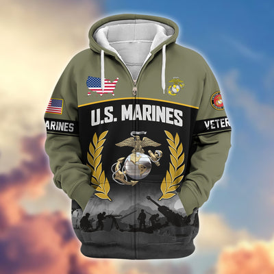 Premium US Veterans Zip Hoodie, Gifts For US Veterans, Gifts On Father's Day, Veterans Day.