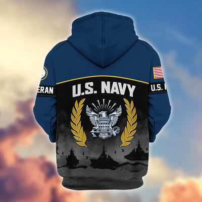 Premium US Veterans Zip Hoodie, Gifts For US Veterans, Gifts On Father's Day, Veterans Day.