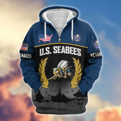 Premium US Veterans Zip Hoodie, Gifts For US Veterans, Gifts On Father's Day, Veterans Day.