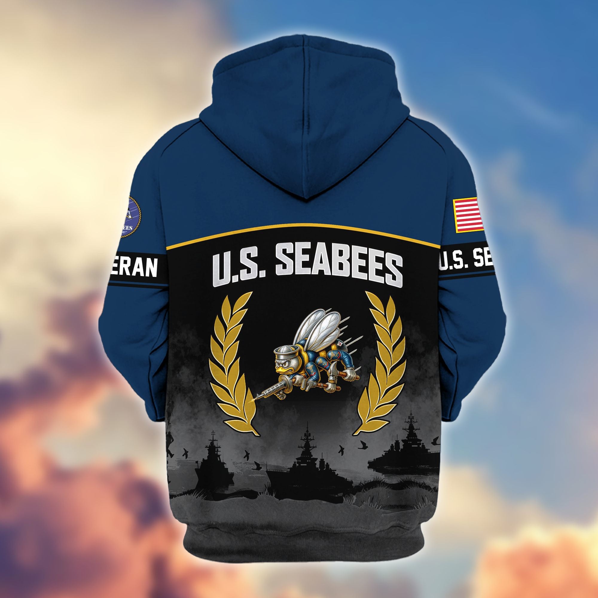 Premium US Veterans Zip Hoodie, Gifts For US Veterans, Gifts On Father's Day, Veterans Day.